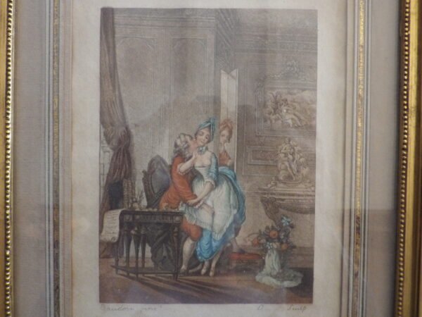 Pierre Antoine BAUDOIN (1723-1769) - Paire de gravures / Eaux fortes "Érotiques" Napoléon III – Image 4