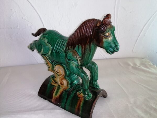 Faîtière - Cheval TANG - Sancai en terre cuite émaillée verte - CHINE : Fin XIXème/Début XXème – Image 3
