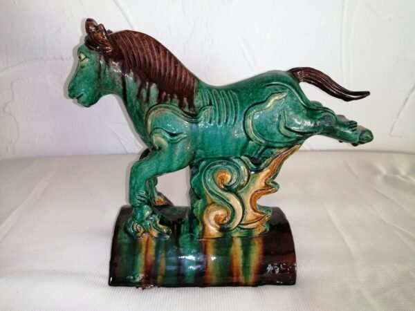 Faîtière - Cheval TANG - Sancai en terre cuite émaillée verte - CHINE : Fin XIXème/Début XXème – Image 6
