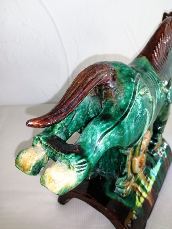 Faîtière - Cheval TANG - Sancai en terre cuite émaillée verte - CHINE : Fin XIXème/Début XXème – Image 17